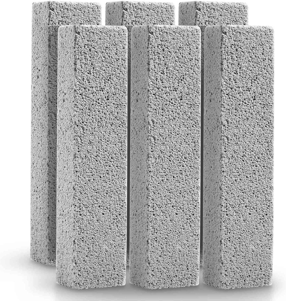 6 Pack Pumice Stone for Toilet Bowl Cleaning, Scouring Stick Remove Toilet Bowl Hard Water Rings, Calcium Buildup and Rust Suitable for Cleaning Toilet, Bathroom, Kitchen Sink, Grill（Gray