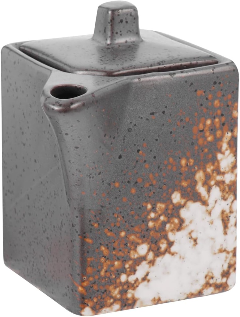 Zerodeko Ceramic Soy Sauce Pot 3.62X2.95X2.36 Inch Kitchen Condiment Jar for Home Storage Easy to Clean for Soy Sauce Vinegar and Seasonings