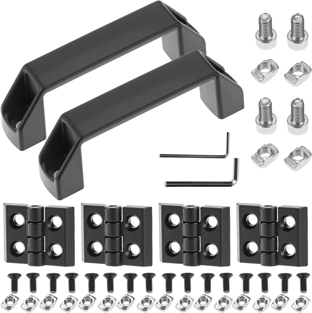 QWORK 2 Sets 2020 Series Door Handle and Frame Hinges Install Kit for 2020 Aluminum Extrusion Profile Slot 6mm