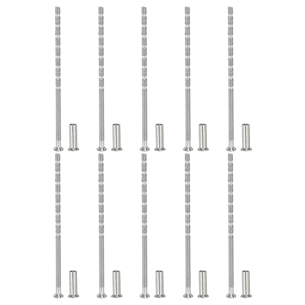 PATIKIL Cabinet Handle Screws M4x100, 10 Set Break Away Screws Drawer Pull Screw Phillips Drive Flat Countersunk Head Bolts with Sleeve for Door Handle Lever