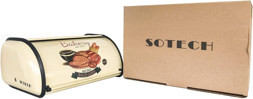 SOTECH Bread Box Kitchen Metal Container for Storage Bin Countertop Keeper Rustic Holder Vintage airtight Counter with Roll Top Farmhouse Bread Boxes