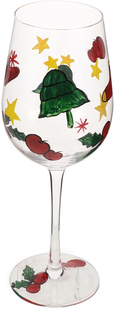 Luxshiny Hand-painted Christmas Red Wine Glass Stylish Goblet Cup for Home Party Wedding