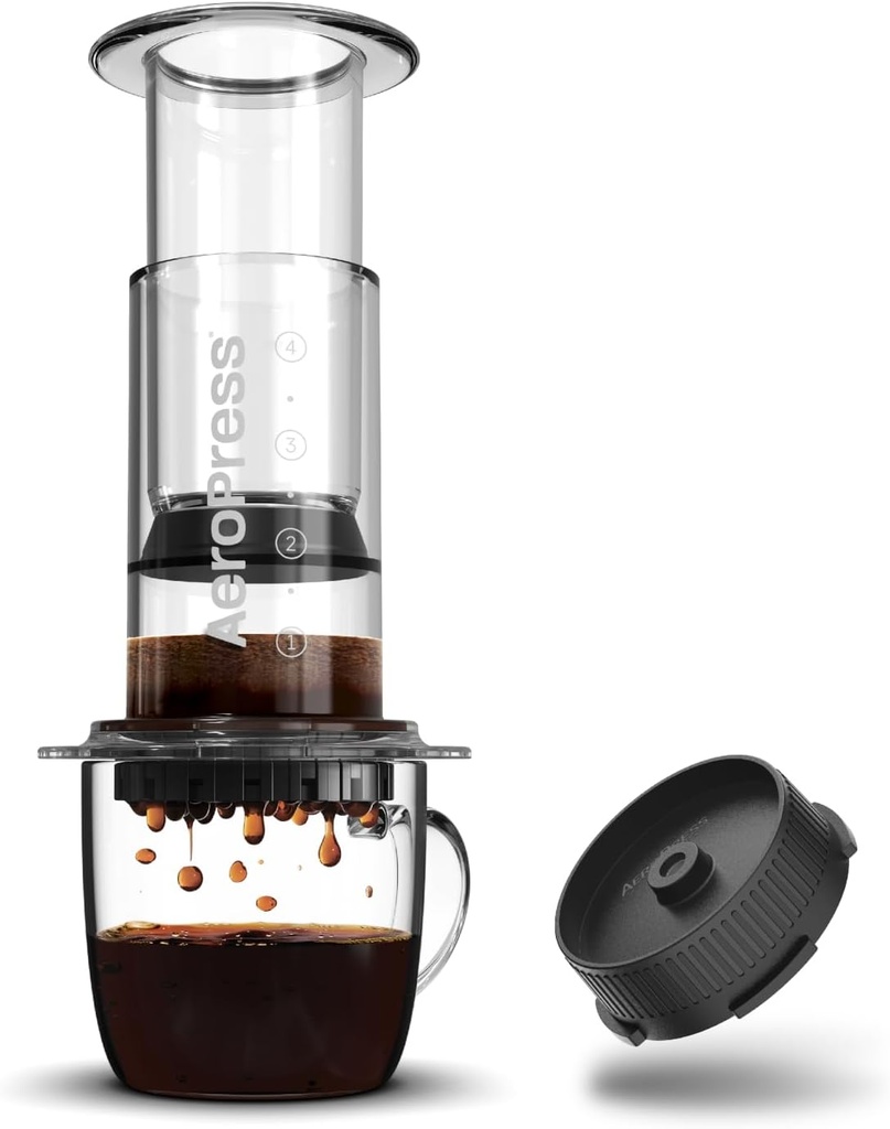 AeroPress Clear Coffee Maker & Flow Control Filter Cap Bundle