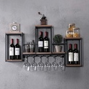 Wall-Mounted Wine Glass Rack - Bottle Holder, Industrial Iron Hanging Display Stand, Suspension Decorative Storage Shelf Cabinet for Bar/Wine Cellar/Kitchen, L106*W20*H55cm (Color