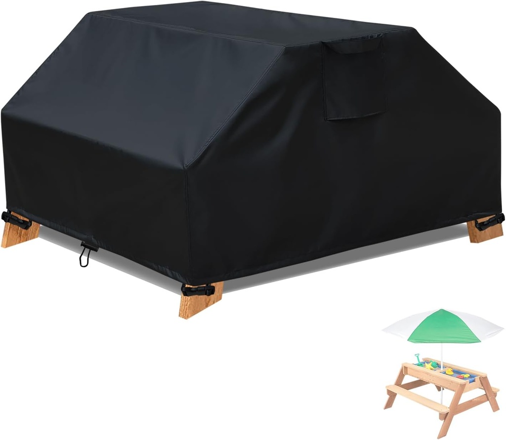 Waterproof Kids Picnic Table Cover for 3-in-1 Sand & Water Activity Table, Kids Outdoor Table Cover for Toddler Wood Outdoor Convertible Water Activity Table Weatherproof Protection