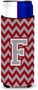 Letter F Chevron Crimson and Grey Ultra Beverage Insulators for slim cans