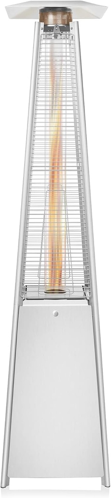 Casafield Outdoor Propane Patio Heater with Wheels, Stainless Steel - Modern Dancing Flame, Commercial & Residential, Uses Standard 20lb LP Gas Tank