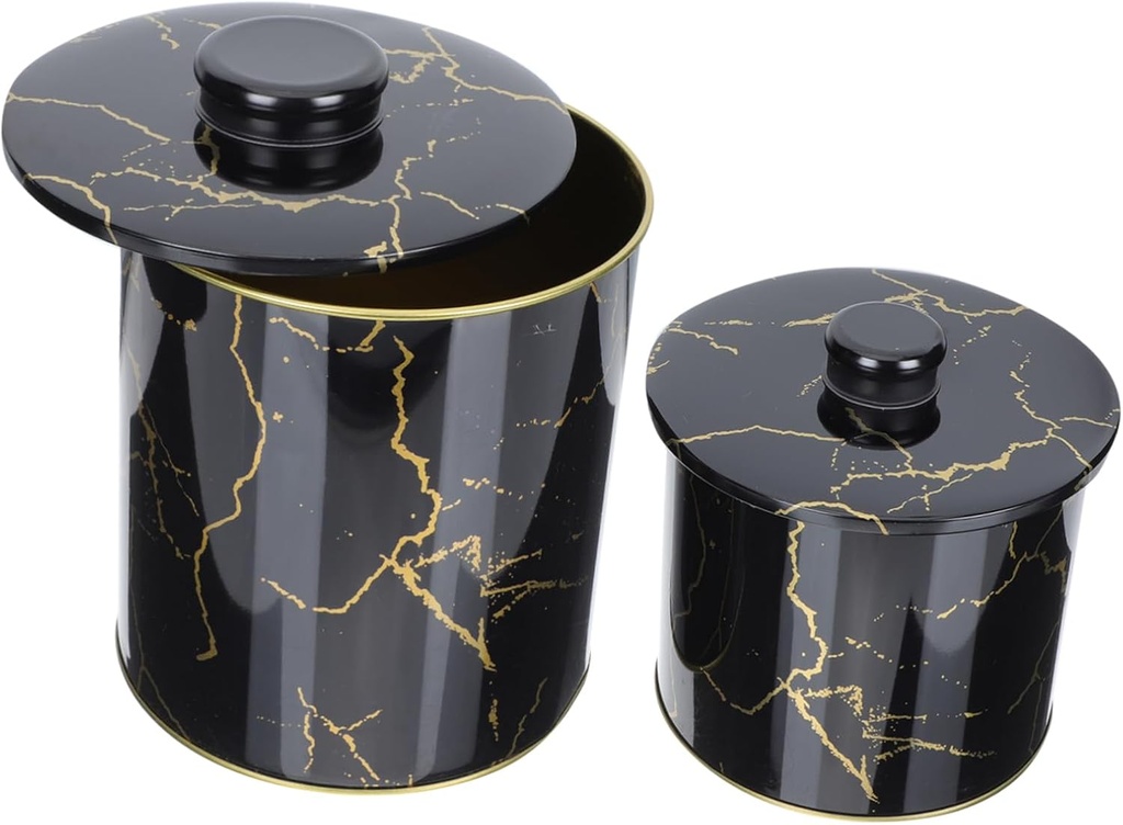 OUNONA 2pcs Tinplate Containers Decorative Jar Lid Lidded Candy Holder for Festival Decor