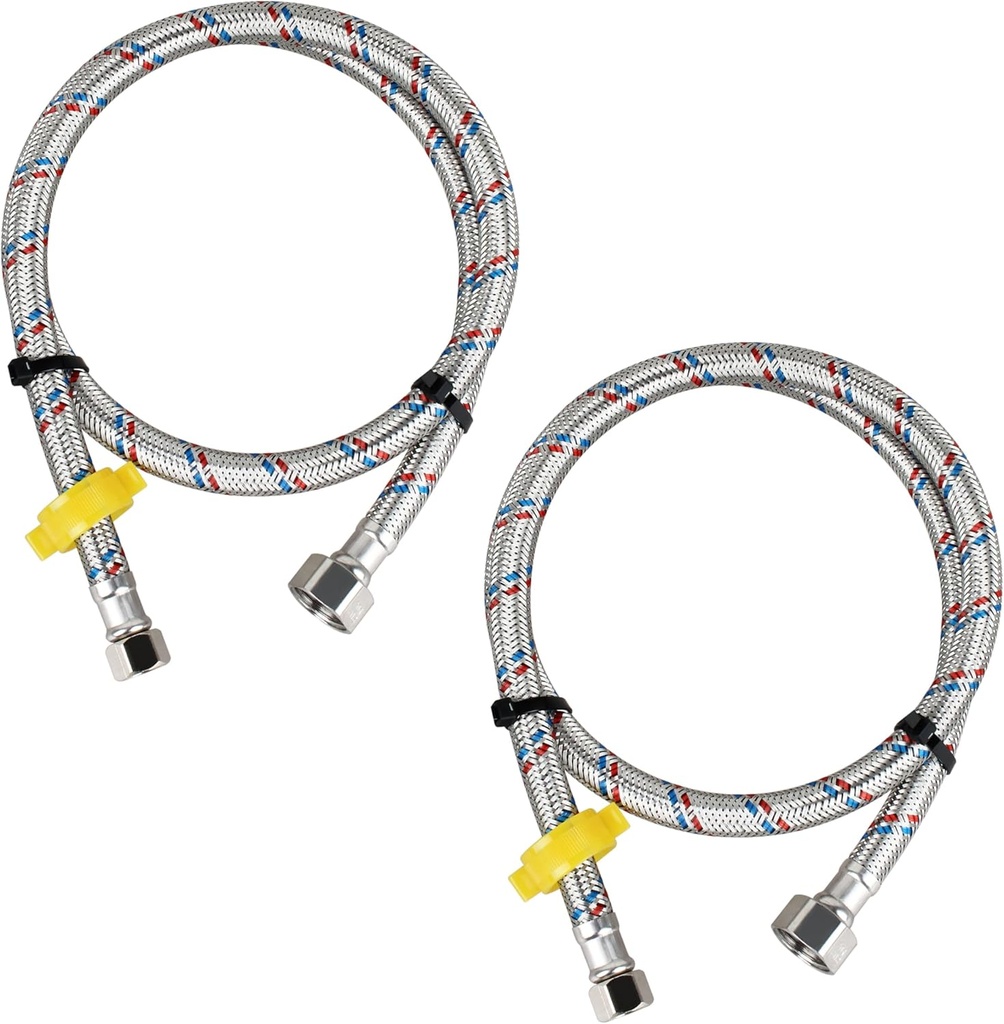 31 Inch Faucet Water Supply Pipe Leak-Proof Sink Connection Hose 2-Pack Suitable For Bathroom and Kitchen Faucets