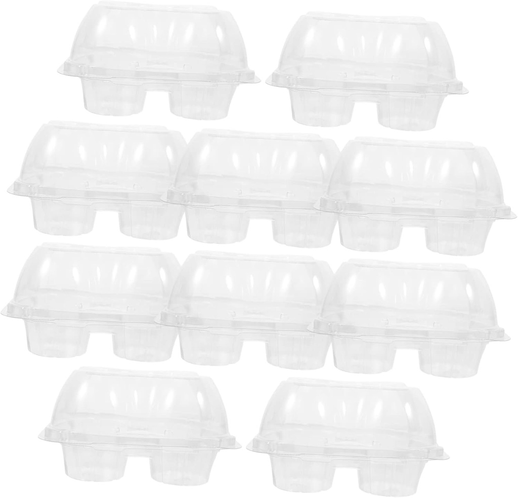 PRETYZOOM 10pcs Cavity Cake Mousse Box Dessert Boxes Lids for Bakery Party Cupcake Carrier
