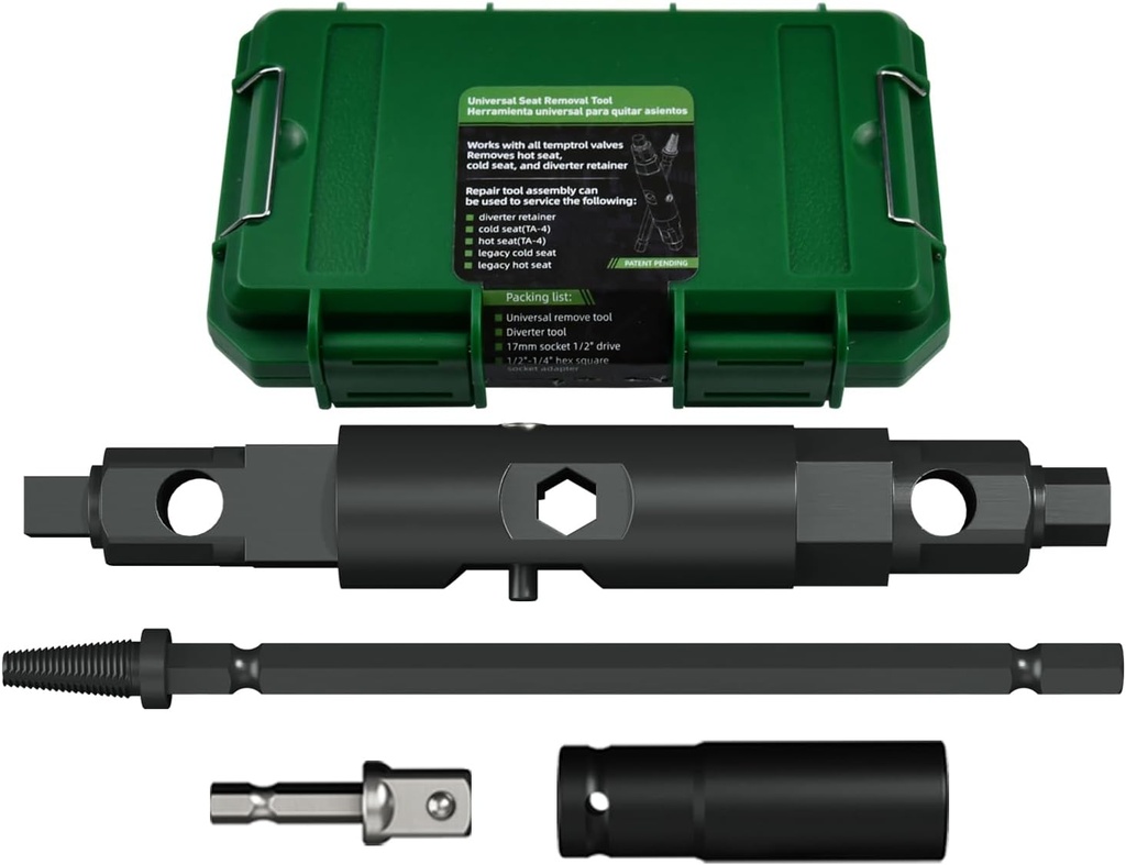 Upgraded Extractor Tool for Symmons Temptrol Valves, Set Includes Extractors Classic & Evolve,Diverter,Drill,Manual&Power Wrench Removal Rebuild Shower Set Kit,Tool Removes Hot Cold Seats,Alloy Steel