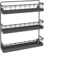 Spectrum Diversified Storage for Kitchen, Pantry, Cabinet, Industrial Gray Vintage Wall-Mount 3-Tier Spice Rack, Large