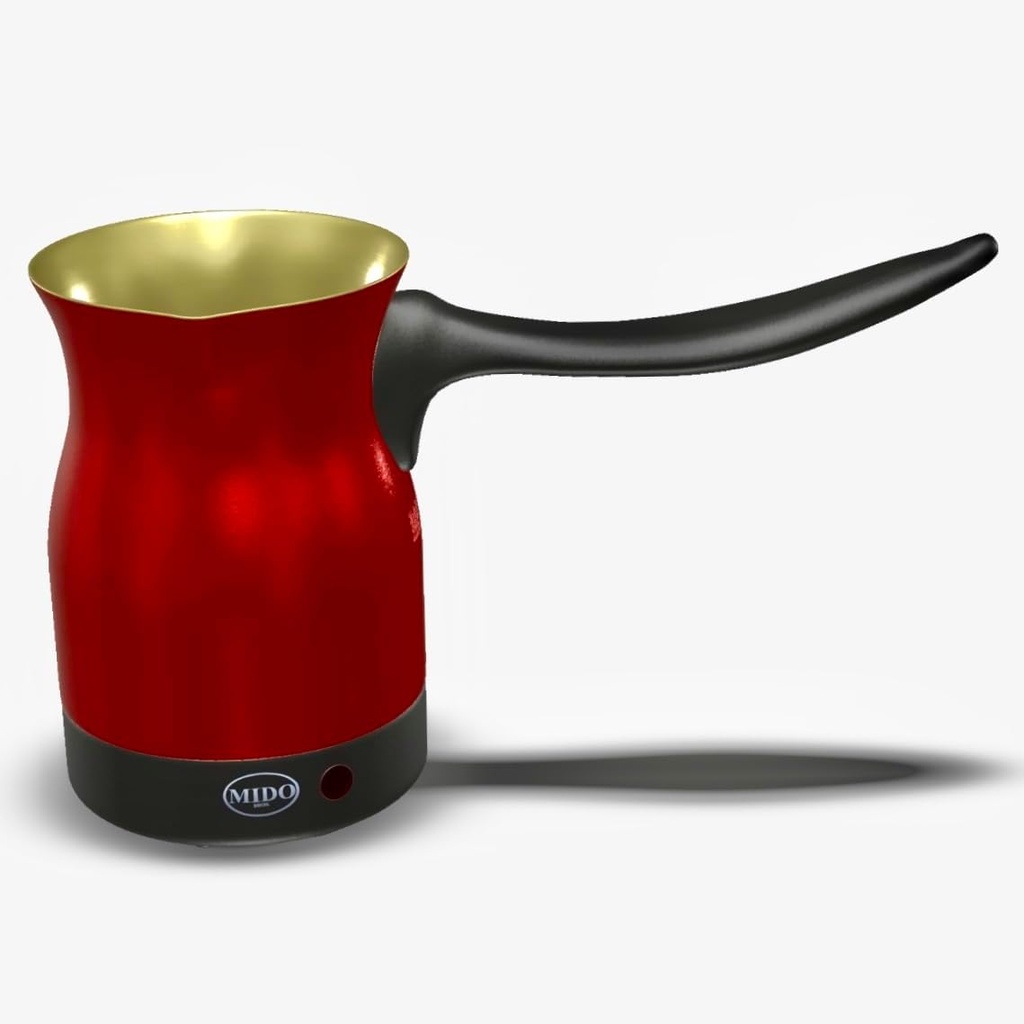 Electric Turkish Coffee Maker Pot Stainless Steel for Arabic, Greek, & Turkish Coffee, Cool Touch Handle 360 Degree Cordless Rotation Base, Fast, Keep Boiling Water 800W (Red)