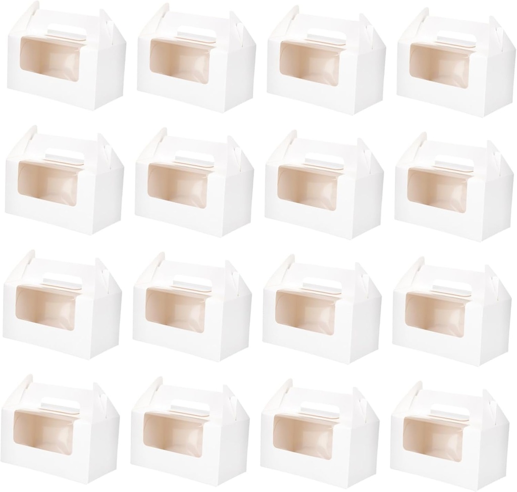 Cabilock 16Pcs Transparent Window Muffin Cupcake Boxes Individual Paper Dessert Packaging with Insert for Bakery Egg Tart Mousse Party Favors and Use