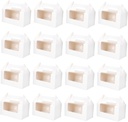 Cabilock 16Pcs Transparent Window Muffin Cupcake Boxes Individual Paper Dessert Packaging with Insert for Bakery Egg Tart Mousse Party Favors and Use
