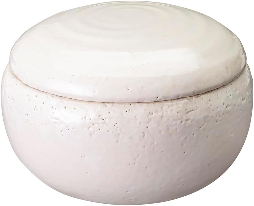 &NE NMT-305S-WH Banko Ware Banko Pottery Ohitsu Small White Made in Japan Microwave Safe Pottery Rice Storage Container Oven