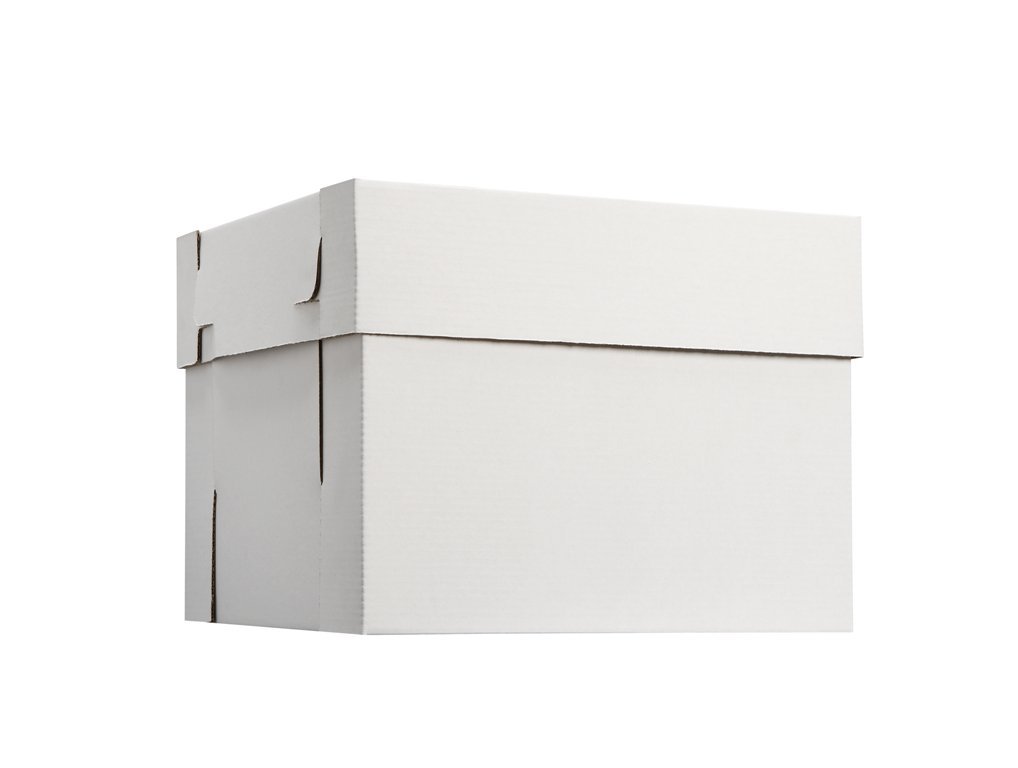 W PACKAGING WPCKB128 12x12x8 White/Kraft Plain 8" Deep Cake Box W/Window, E-Flute (Pack of 25)