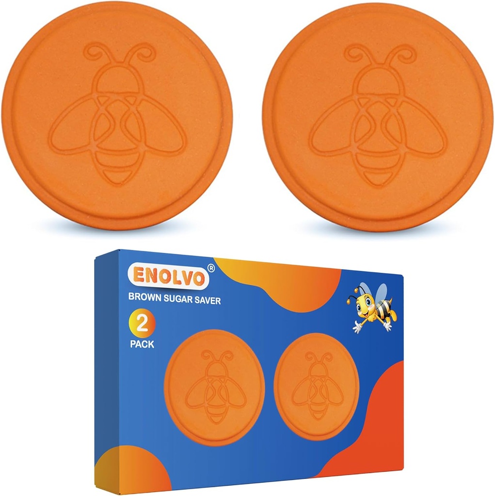 Terracotta Brown Sugar Saver- Brown Sugar Keeper Disc to Maintain Food Moisture in Storage Container, Terra Cotta Bear Softener Alternative - 2Pack