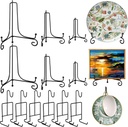 6 Pcs 3 Size Black Plate Stands for Display, 4 6 8 Inch Holder & Cup and Saucer Display Stand for Picture Frames, Book, Card, Mug Organizer, Bowl, Decorative Plates, Tablet, Art