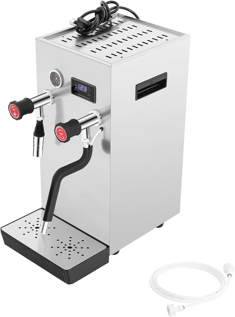 8L Electric Steam Milk Foam Machine Milk Frother Steamer, Commercial Full-Automatic Coffee Foam Maker, Fast Heating Boiling Water Frothing Machine for Home, Coffee Shops, Bars, Milk Tea Shops