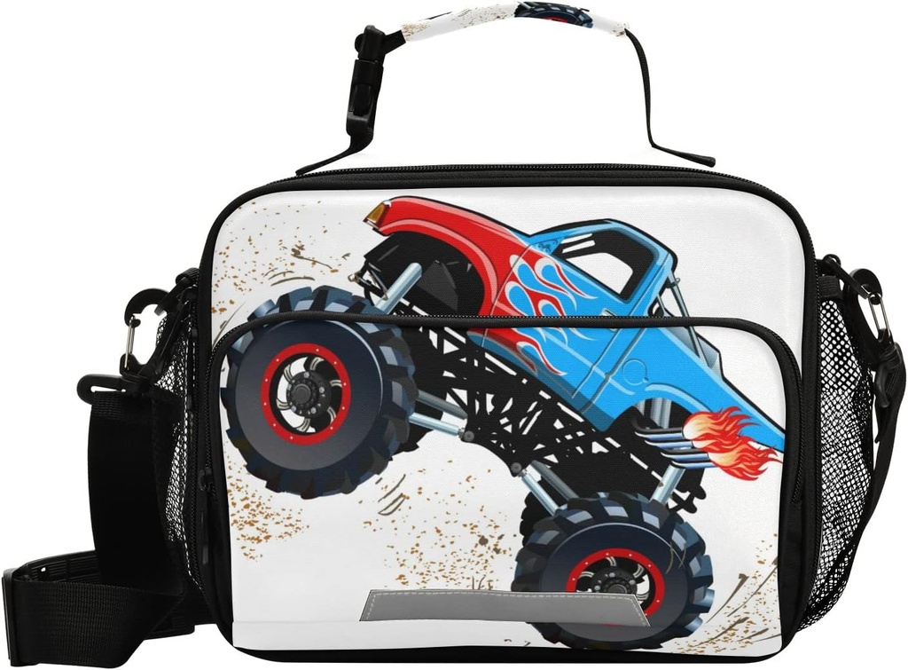 Cartoon Monster Truck Lunch Bag Insulated Lunch Tote Box Cooler Lunch Bags Food Container for Boys Girls Kids