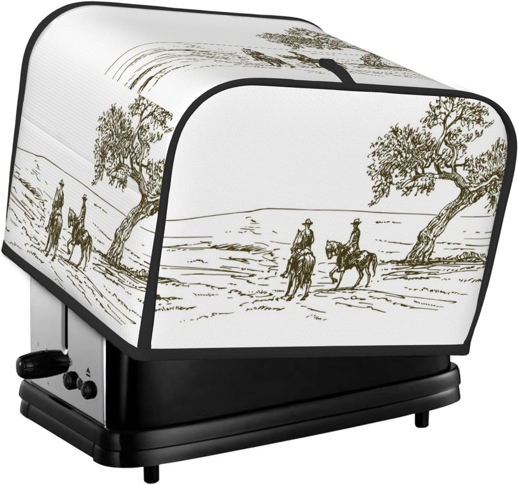 Oven Cover Kitchen Bread Machine Protector,4 Slice Toaster Cover For Home,Fingerprint Coaster Cover,Kitchen Small Appliance,Cowboys Riding A Horse Near A Tree