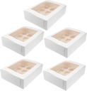 5pcs Cavity Cupcake Box Container with Window Portable Muffin Holder for Parties Gatherings and Picnics Easy to Use Design White Color