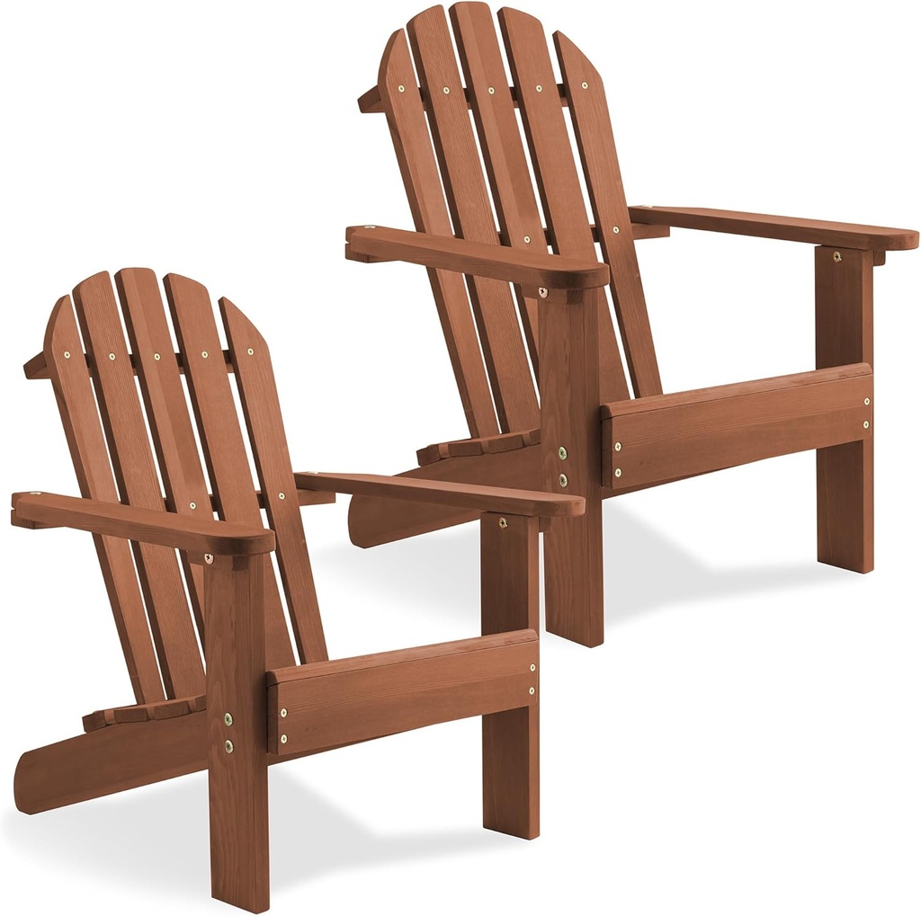 Casafield Children's Adirondack Chairs, Set of 2 Cedar Wood Outdoor Kid's Chairs for Patio, Deck, Lawn and Garden, Partially Pre-Assembled - Espresso