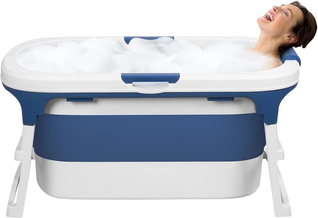 55 Inch Foldable Bathtub, Portable Bath Tub for Adults, Large Foldable Tub, Freestanding Surround Bathtub, Ideal for Small Spaces, Ideal for Hot Baths, Ice Bath