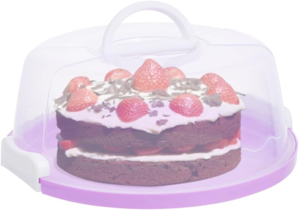 Portable Cake Carrier with Handle, 10-Inch Cake Holder, Clear Storage Box for Desserts and Baked Goods