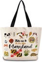 Take Me To Maryland Tote Bag Reusable Grocery Bags Aesthetic Shopping Shoulder Handbag with Interior Pocket Lightweight & Washable Stylish Maryland Travel Present for Women