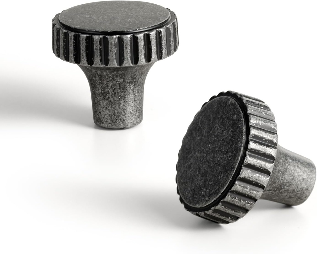 Goo-Ki Weathered Nickel Cabinet Knob - Striped Decorations Cabinet Pull Hardware for Bedroom, Kitchen, 6 Pack