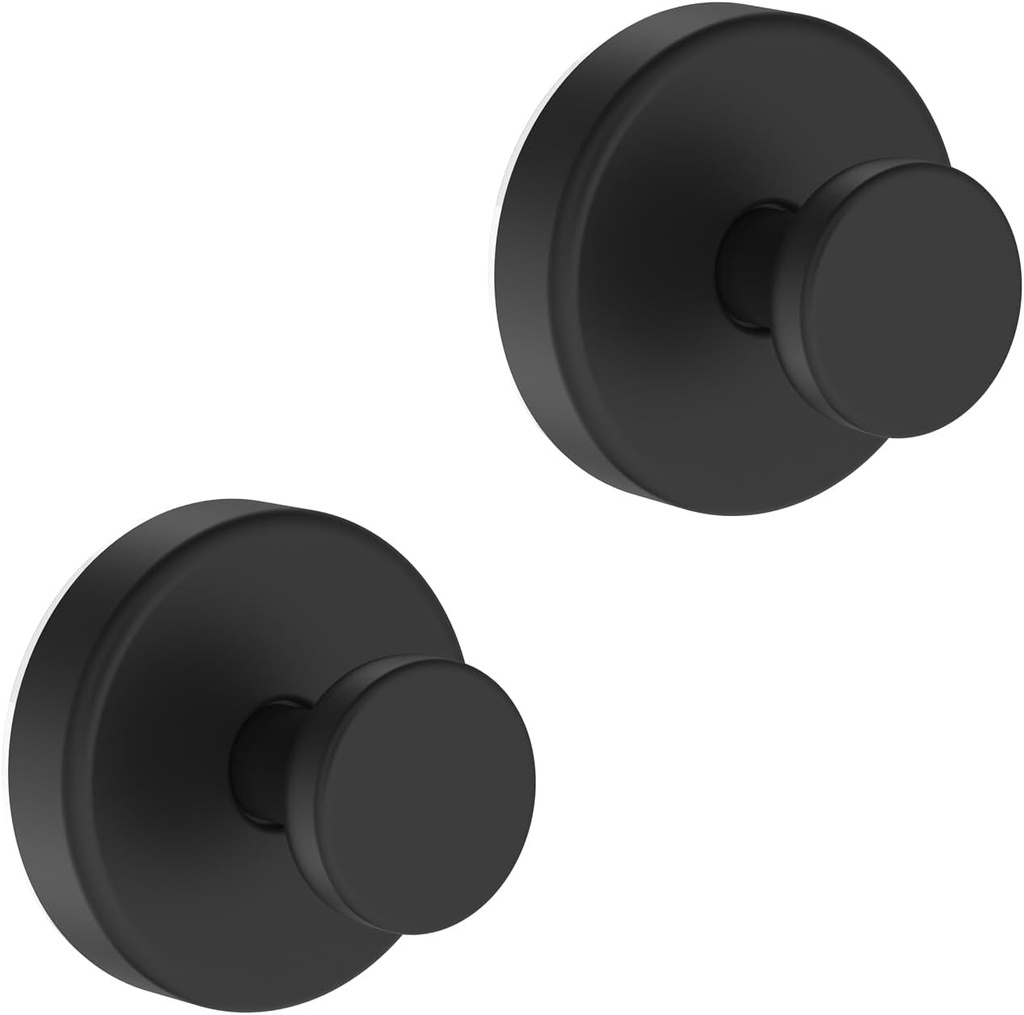 Suction Cup Hooks for Door Wreaths, Vacuum Suction Wreath Hanger for Front Door Window Glass, Bath Robe Looafh Shower Hooks for Inside Shower - 2 Pack, Black