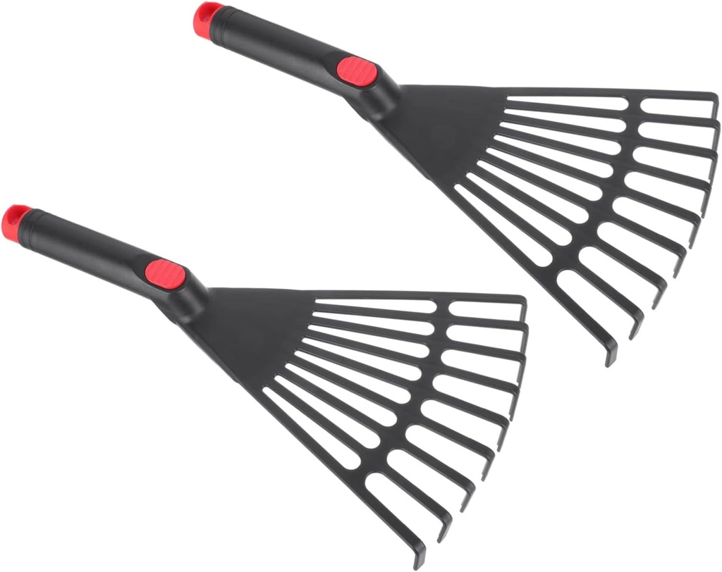 2Pcs Garden Rakes with Acute Tines for Loosening Soil and Dead Leaf Removal Plastic Handheld Gardening Tools for Cultivation Weeding and Grass Clipping Cleanup