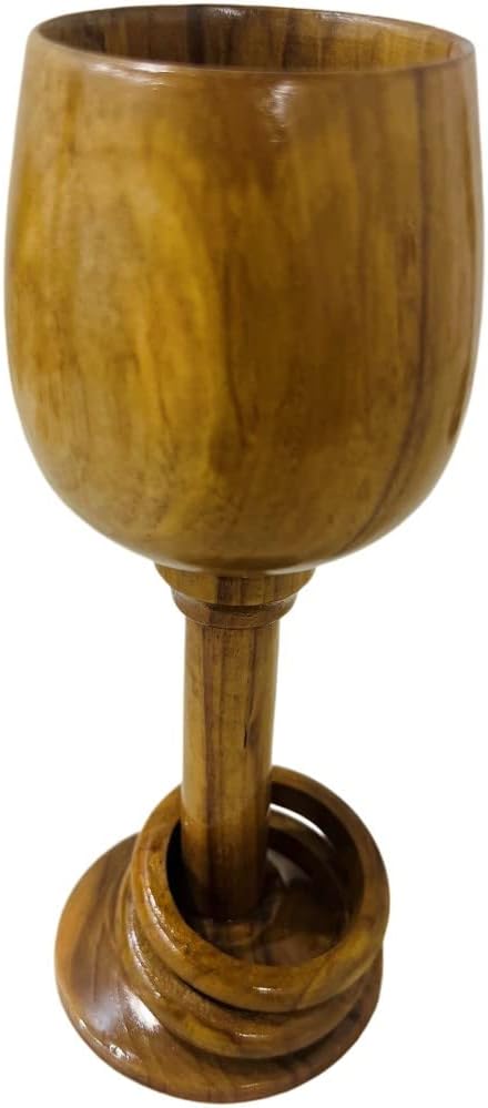 Handmade Wooden Rustic Wine Goblet with Decorative Rings Viking Style Chalice King Cup for Beer Wine Scotch Unique Drinkware Gift