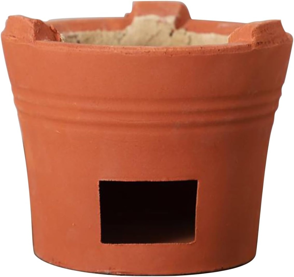 Clay Charcoal Stove, Portable Woodstove, Multifunctional Ceramic Grill, Wood Burning Camp Stove for Home, Picnic, Camping, Tea Making and Outdoor Cooking(9x7.5in/23x19.5cm)