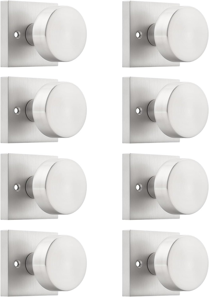 Probrico Brushed Nickel Dummy Door Knobs 2 Pack, Square Door Knobs Interior for Closet, Half Dummy Door Handles, Single Side