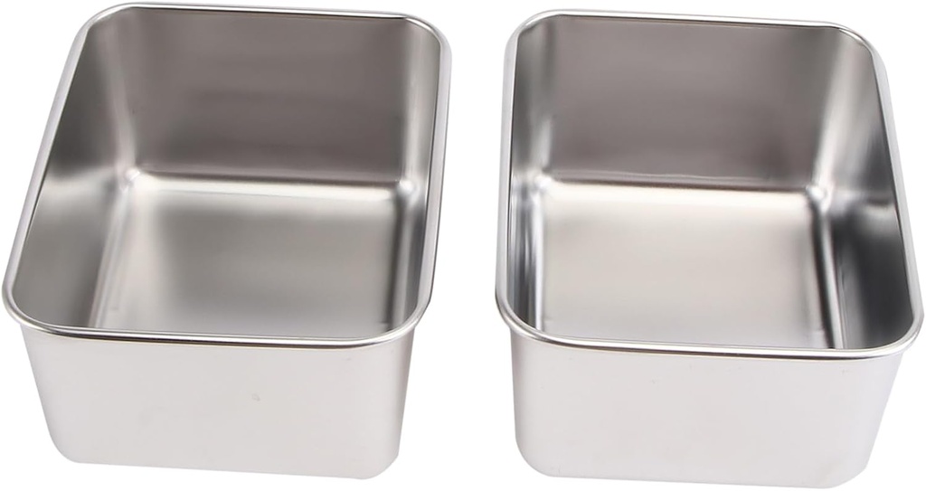2pcs Square Stainless Steel Baking Box Food Storage Container Lid for Cake and Bread Sturdy and Easy to Clean for Home Baking