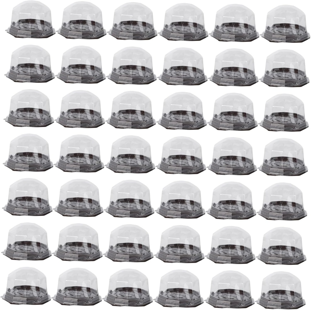 Mikinona Cupcake Boxes 50pcs Plastic Cake Containers Lids Sheet Cake Box for Fresh Storage