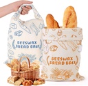 2 Pack Zipper Beeswax Bread Bag for Sourdough, 12x17inches Reusable Organic Linen Beeswax Bread Bag for Homemade Sourdough Cotton, Keep Your Loaf Fresh for Days, Freezer Waxed Sourdough Container