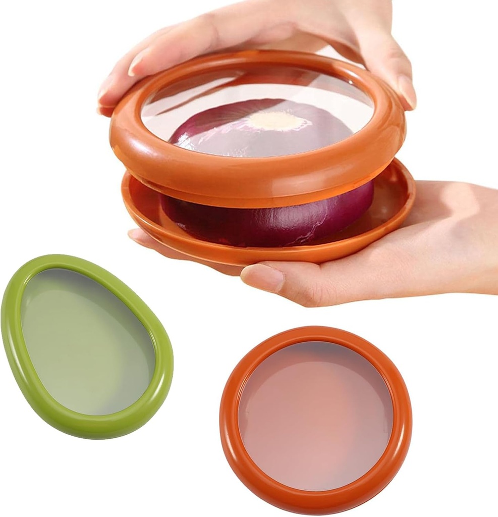 LINXIU Fruit and Vegetable Storage Containers for Fridge Avocado Saver Reusable Onion Storage Container Holder Keeper Fresh Stretch Pod 2Pcs