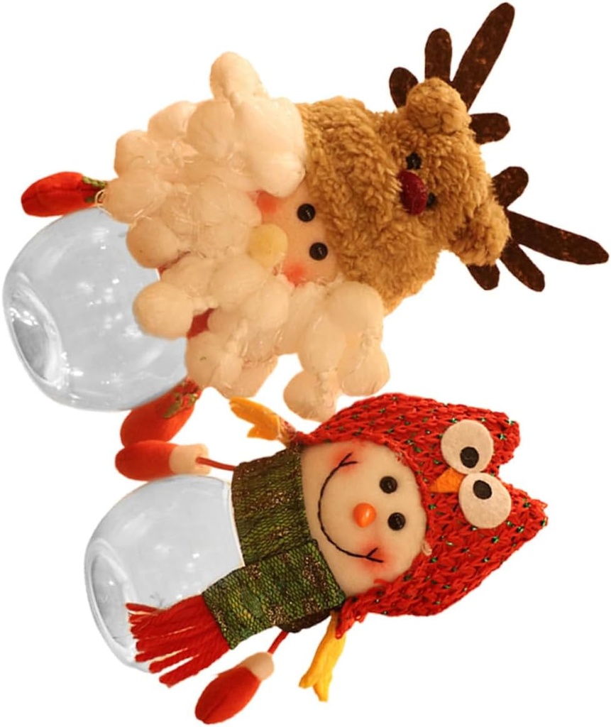 2pcs Christmas Snowman and Santa Claus Candy Jar Transparent Holiday Treat Container for Storing Cookies Candies and Crafts for Home Schools and Shops