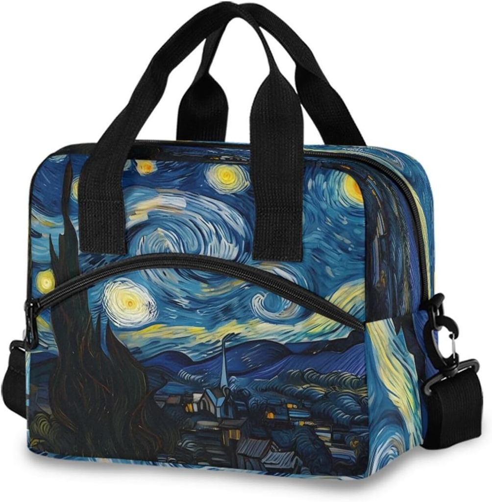 Nander Insulated Lunch Bag Van Gogh The Starry Night Art Thermal Tote Bags Cooler Work Picnic Food Lunch Box Bag For Women Girls Ladies Men