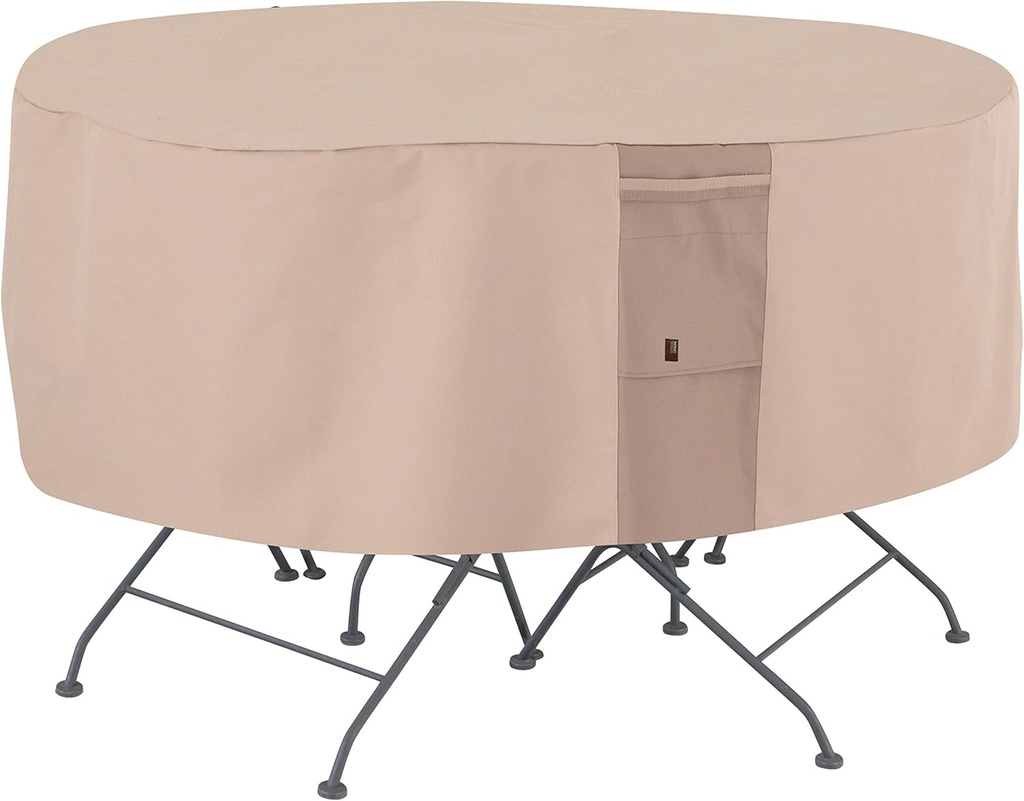 Modern Leisure 2911 Monterey Patio Table & Chairs Outdoor Furniture Cover (Round: 94 D x 23 H) Water-Resistant, Beige