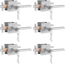 HOSOM 6 Pack Entry Exterior Door Levers Locksets with Lock and Keys Door Knobs Interior Modern Entrance Door Handle Heavy Duty Door Lock, Satin Nickel