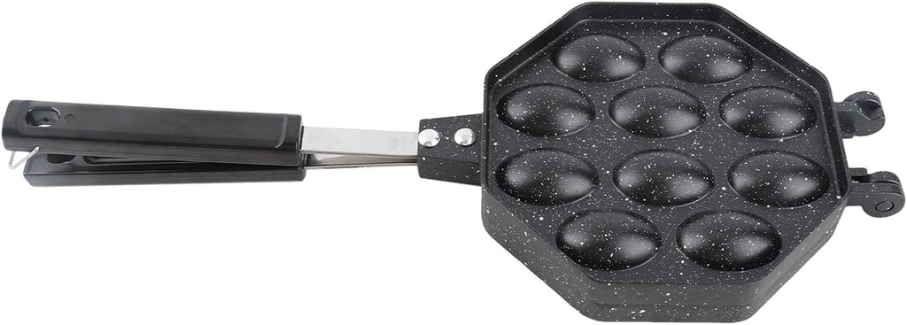 Egg Waffle Maker | Commercial - Grade Aluminum Alloy Non - Stick Coating & Heat - Protective Handle | Bubble Waffle Pan for Home/Commercial Use | Quick Even Heating, Portable