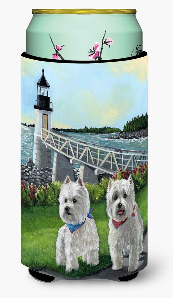 Caroline's Treasures PPP3230TBC Westie Schooner & Annie Tall Boy Hugger Can Cooler Sleeve Hugger Machine Washable Drink Sleeve Hugger Collapsible Insulator Beverage Insulated Holder