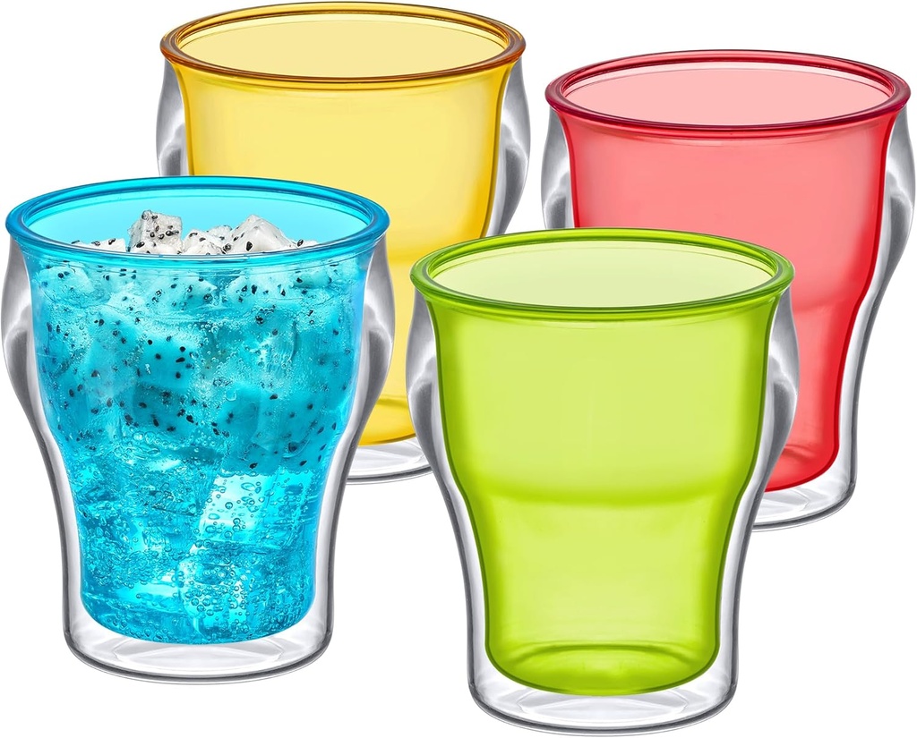 Amazing Abby - Rockies - 14-Ounce Insulated Plastic Tumblers (Set of 4), Double-Wall Drinking Glasses, Mixed-Color Reusable Cups, BPA-Free, Shatter-Proof, Dishwasher-Safe