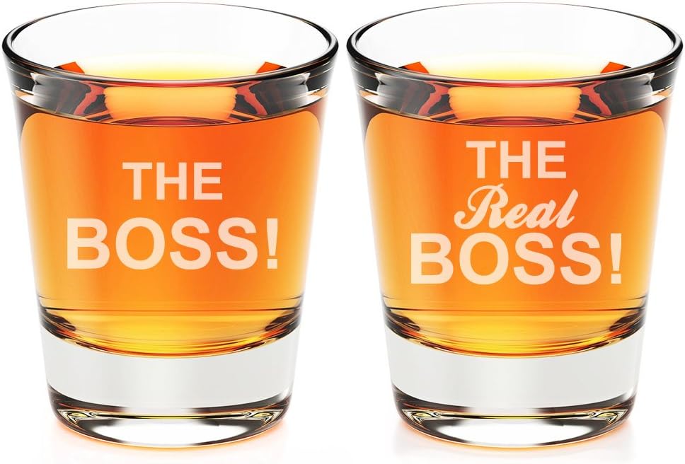 The Boss and The Real Boss Engraved Fluted Shot Glass