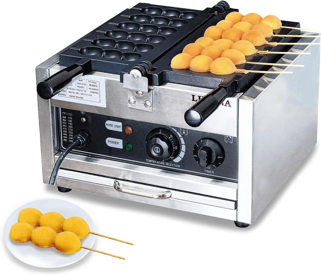 Commercial Waffle Sticks Maker, 110V Electric Bubble Skewer Waffle Ball Machine, Nonstick Waffle Balls Maker Iron Popular Snack Equipment New Belgium Waffle Ball Stick Maker